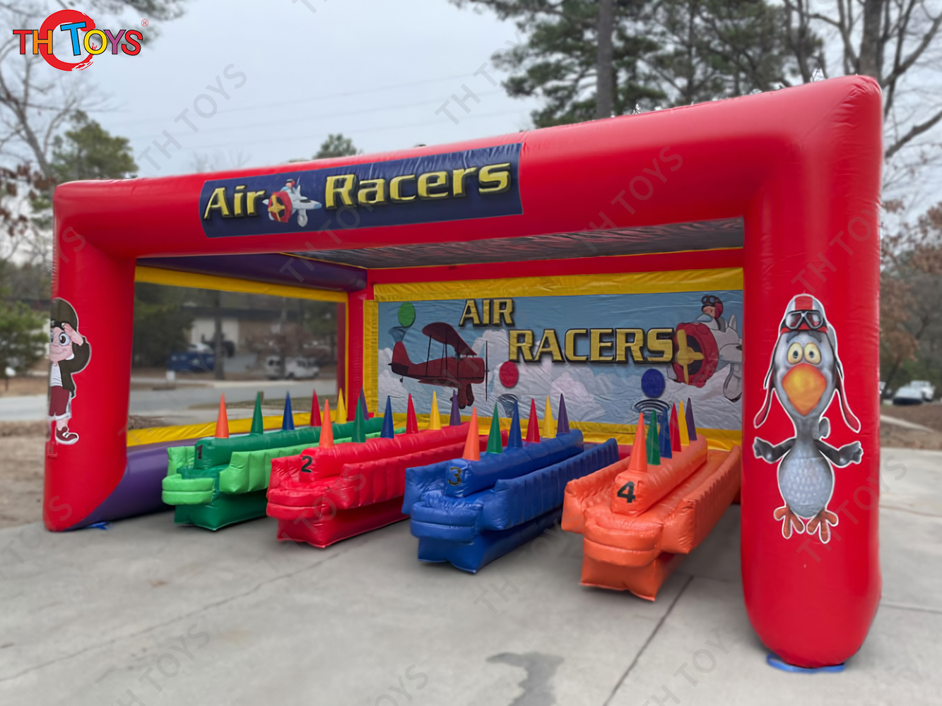 Fast Air shipping 4 Players Carnival Games Inflatable Air Racers Game