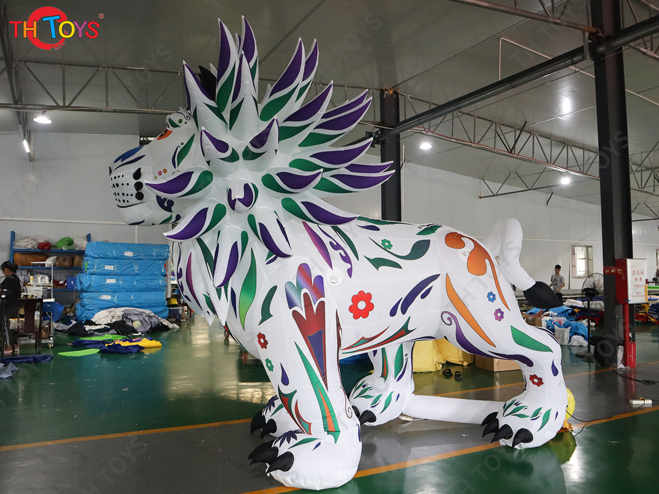 Colorful Giant Inflatable Lion With Led Lights Large Inflatable  Animal Cartoon For Outdoor Advertising