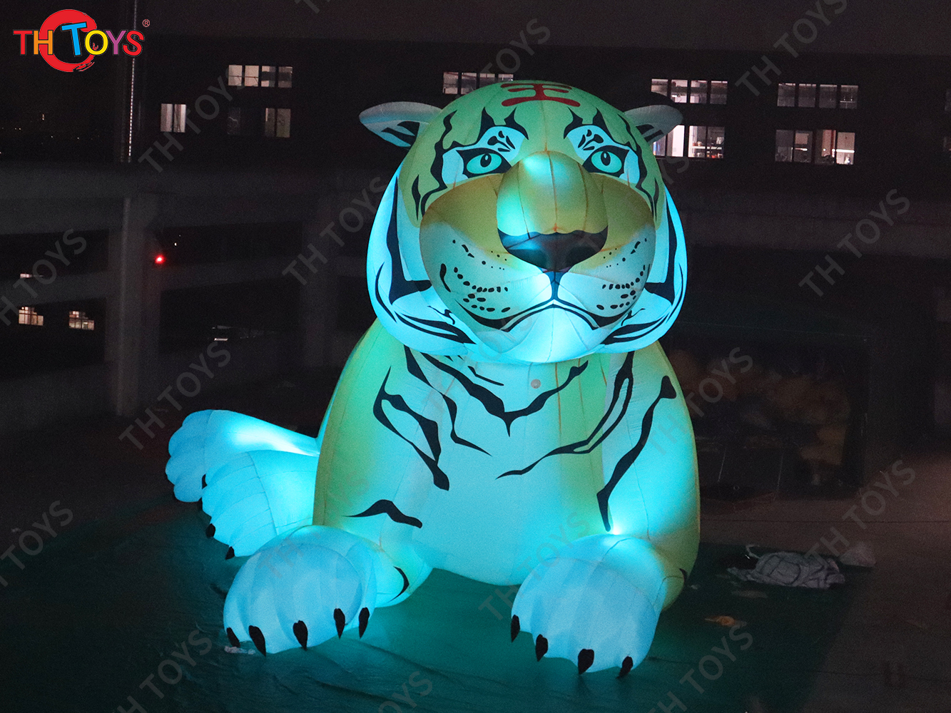 8m 26ft tall Realistic Giant Inflatable Tiger Animal Cartoon Tiger Balloon With Led light