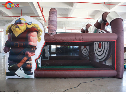 6x5m New Inflatable Axe Throwing Target Game With Blower & Axes Inflatable Interactive Games For Party Events