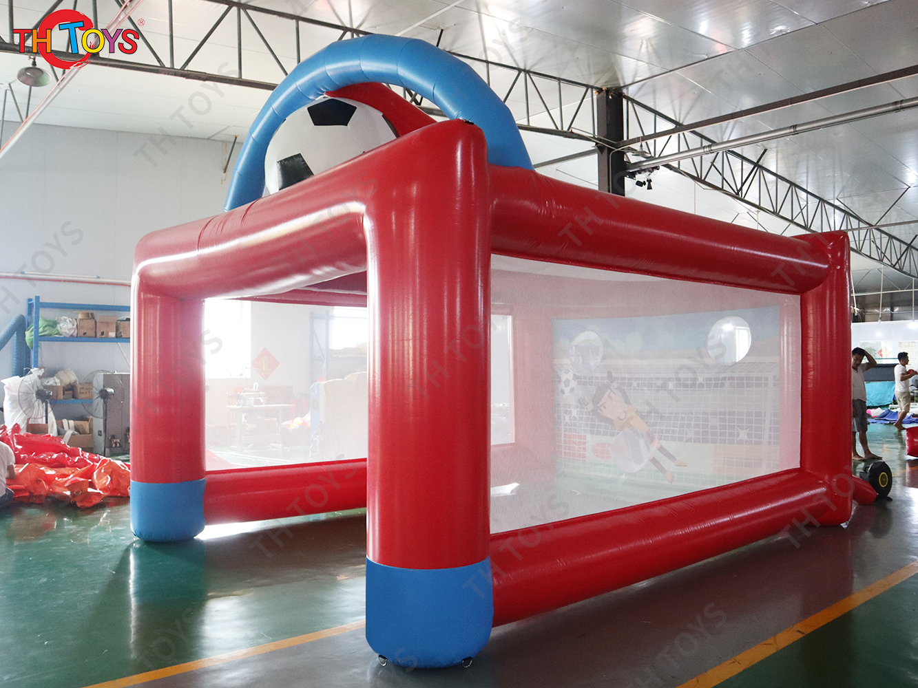 4x3m Inflatable Football Shoot Out Game Inflatable Football Kicking Shooting Goal