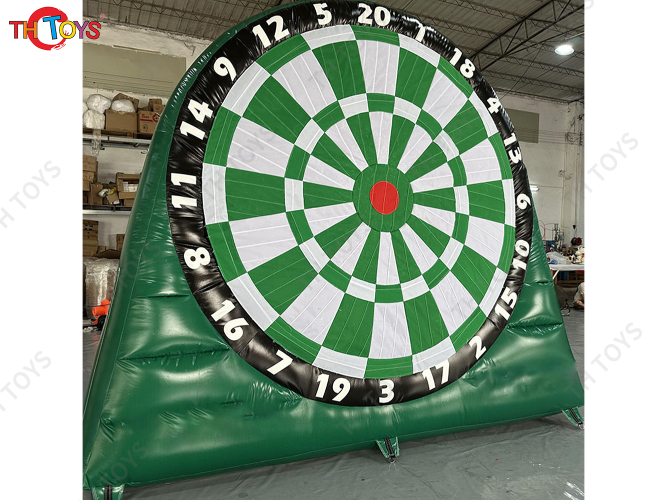 Green Inflatable Target Shooting Carnival Sport Game Commercial Inflatable Football Dart Board Interactive Game Toys with Blower