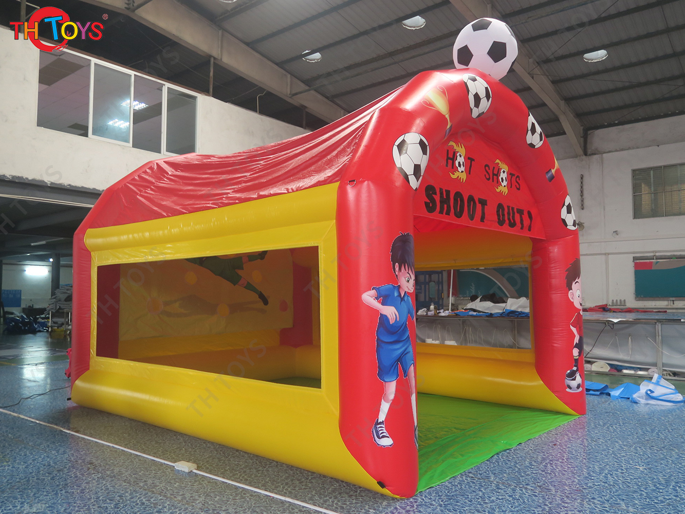 4x3m Inflatable Football Shoot Out Game Inflatable Football Kicking Shooting Goal
