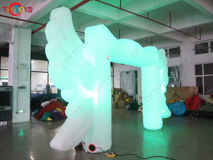 Colorful LED Lightings Inflatable Angel Arch for Night Parties, Adorable Inflatable Arch With Wings for Promotional Activities