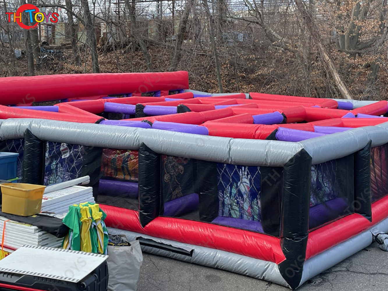 giant inflatable fun house, outdoor portable theme inflatable maze laser tag games arena for Halloween