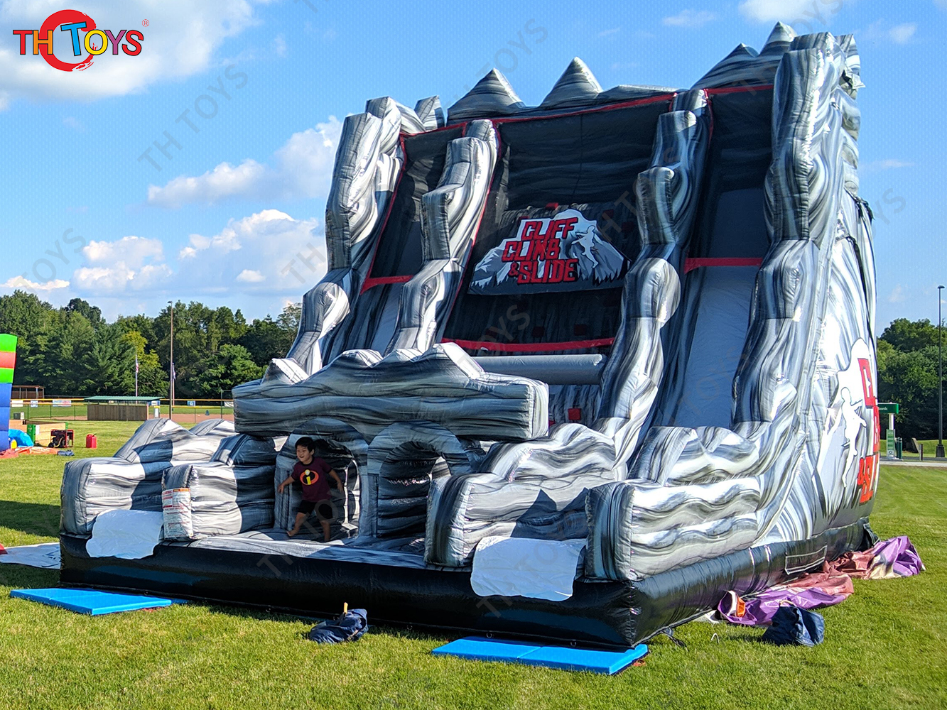 giant 8x5m inflatable slide, chiff slide climbing wall inflatable dry slide, commercial castle slides