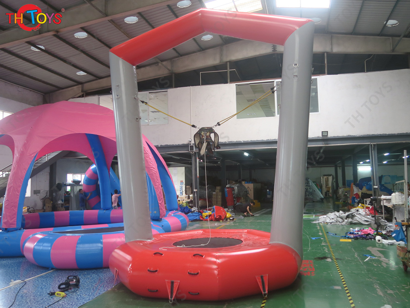 Inflatable Bungee Jump Game Airtight Inflatable Bounce Jumping Trampoline For Kids N Adults