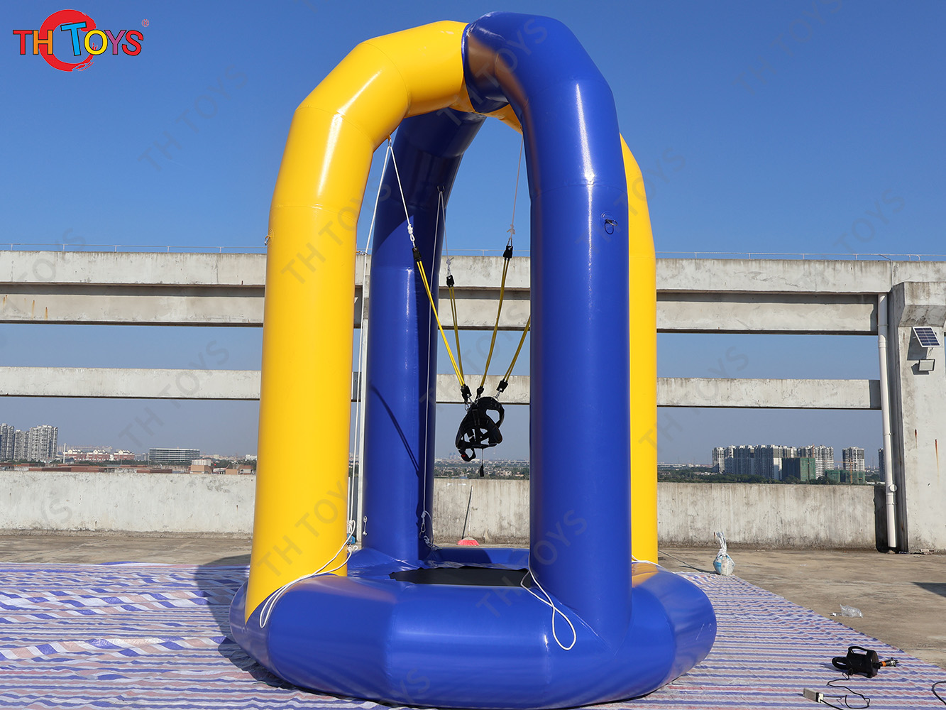 Inflatable Bungee Jump Game Airtight Inflatable Bounce Jumping Trampoline For Kids N Adults