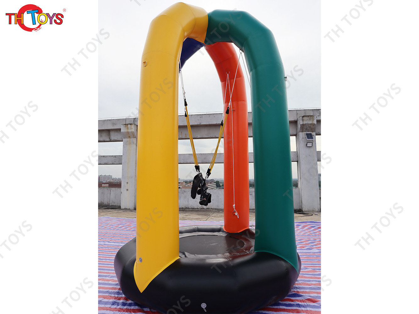 Inflatable Bungee Jump Game Airtight Inflatable Bounce Jumping Trampoline For Kids N Adults