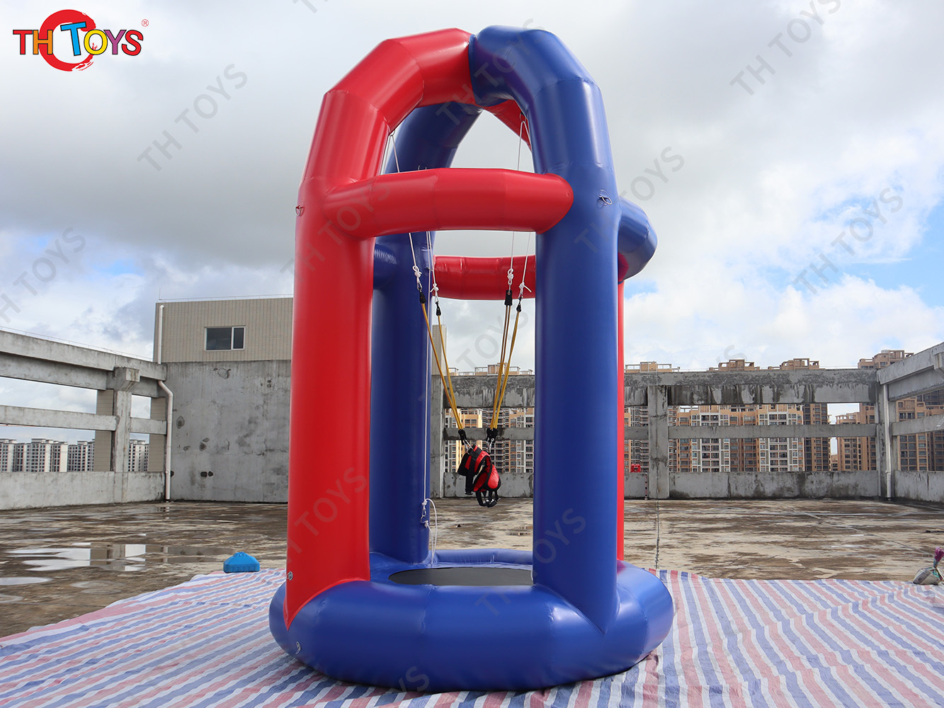 Inflatable Bungee Jump Game Airtight Inflatable Bounce Jumping Trampoline For Kids N Adults