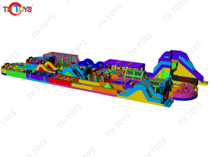 50mL Giant Running Tunnel Big Inflatable Obstacle Course Bounce House For Outdoor fun play
