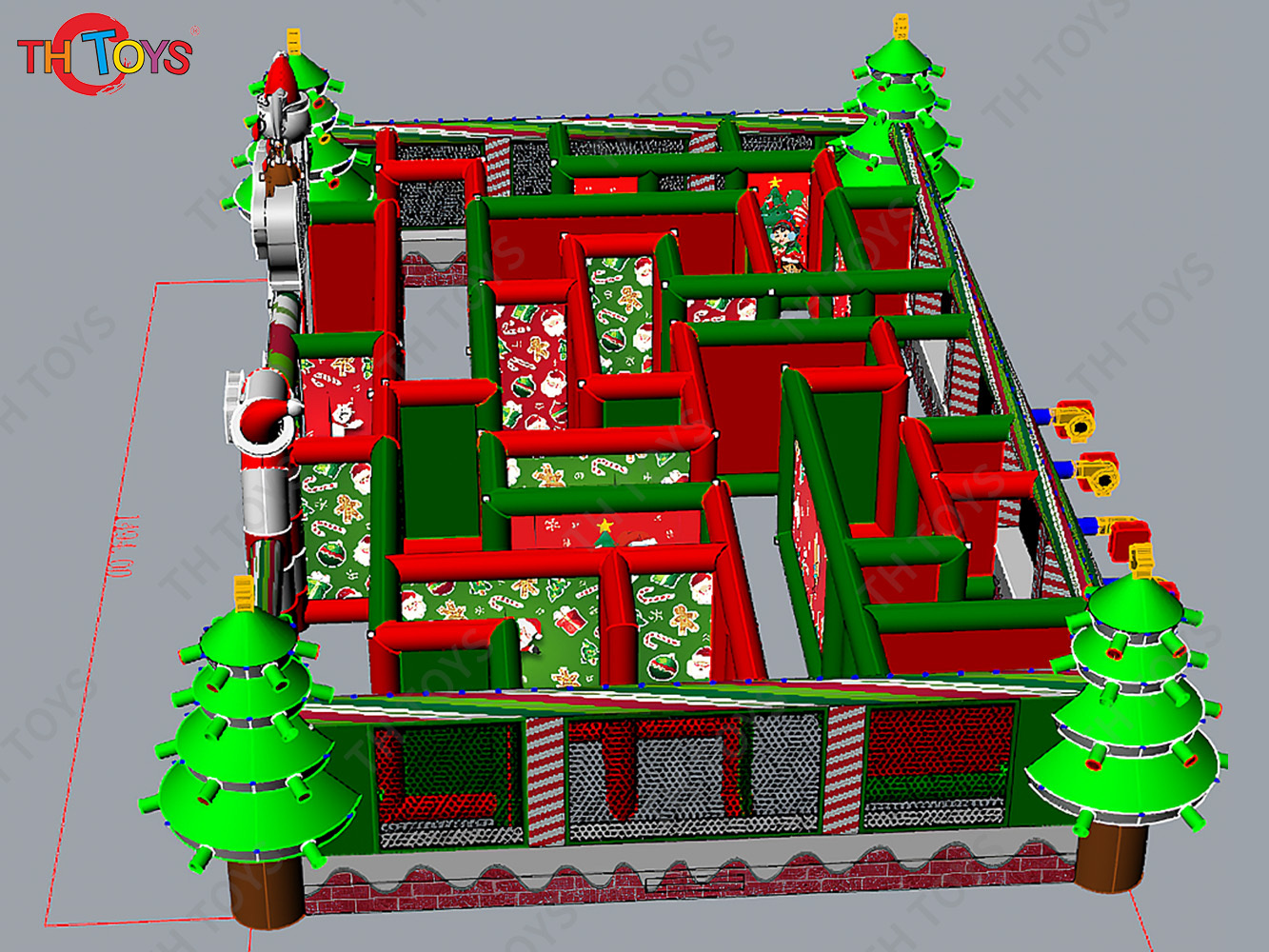 gingerbread Christmas Inflatable Laser Tag Arena, portable Inflatable Maze Games for Christmas party