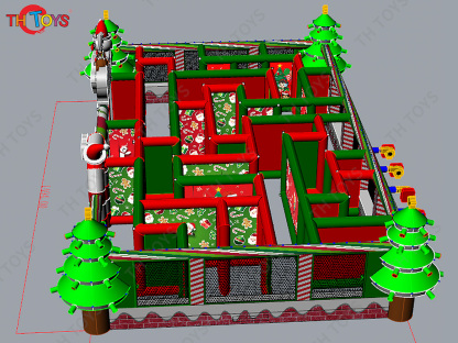 gingerbread Christmas Inflatable Laser Tag Arena, portable Inflatable Maze Games for Christmas party