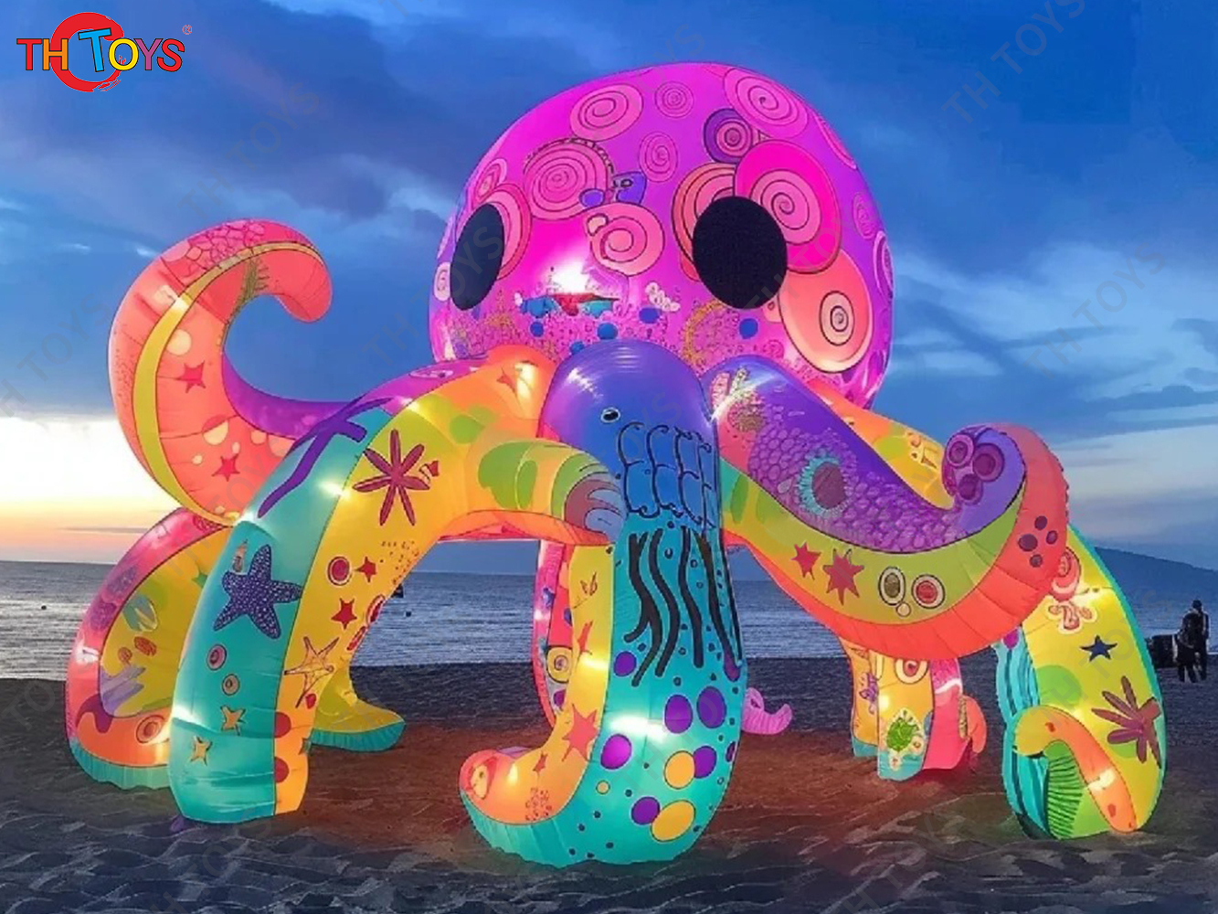 Colorful Fancy Printing Inflatable Octopus Booth with LED Lighting Inflatable Tentacles Stage Tent Background