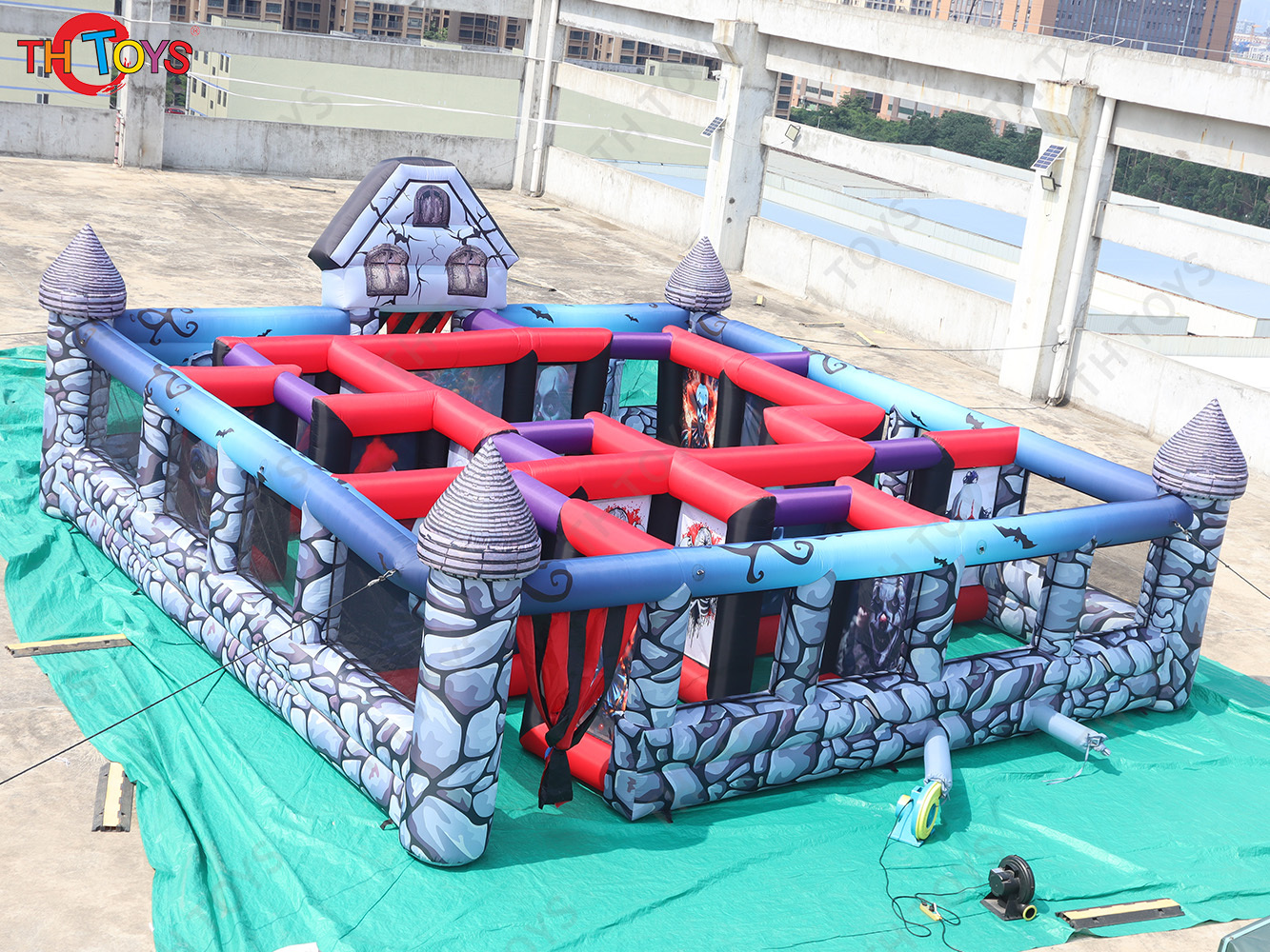 Funny time inflatable huanted Halloween maze, terror inflatable escape room Labyrinth zombie maze