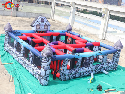 Funny time inflatable huanted Halloween maze, terror inflatable escape room Labyrinth zombie maze