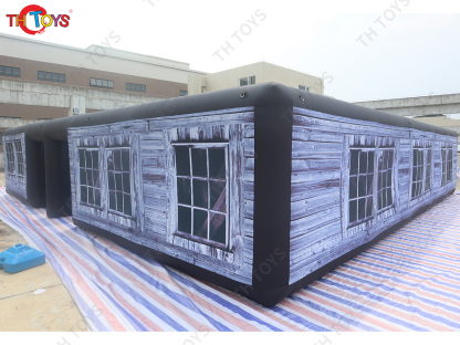 outdoor big inflatable haunted house escape room, full printing inflatable maze tag game course