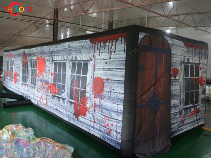 11x3m Halloween Spooky Inflatable Maze Air Blow Up Inflatable Haunted House With Scary Ghost Print Design For Outdoor