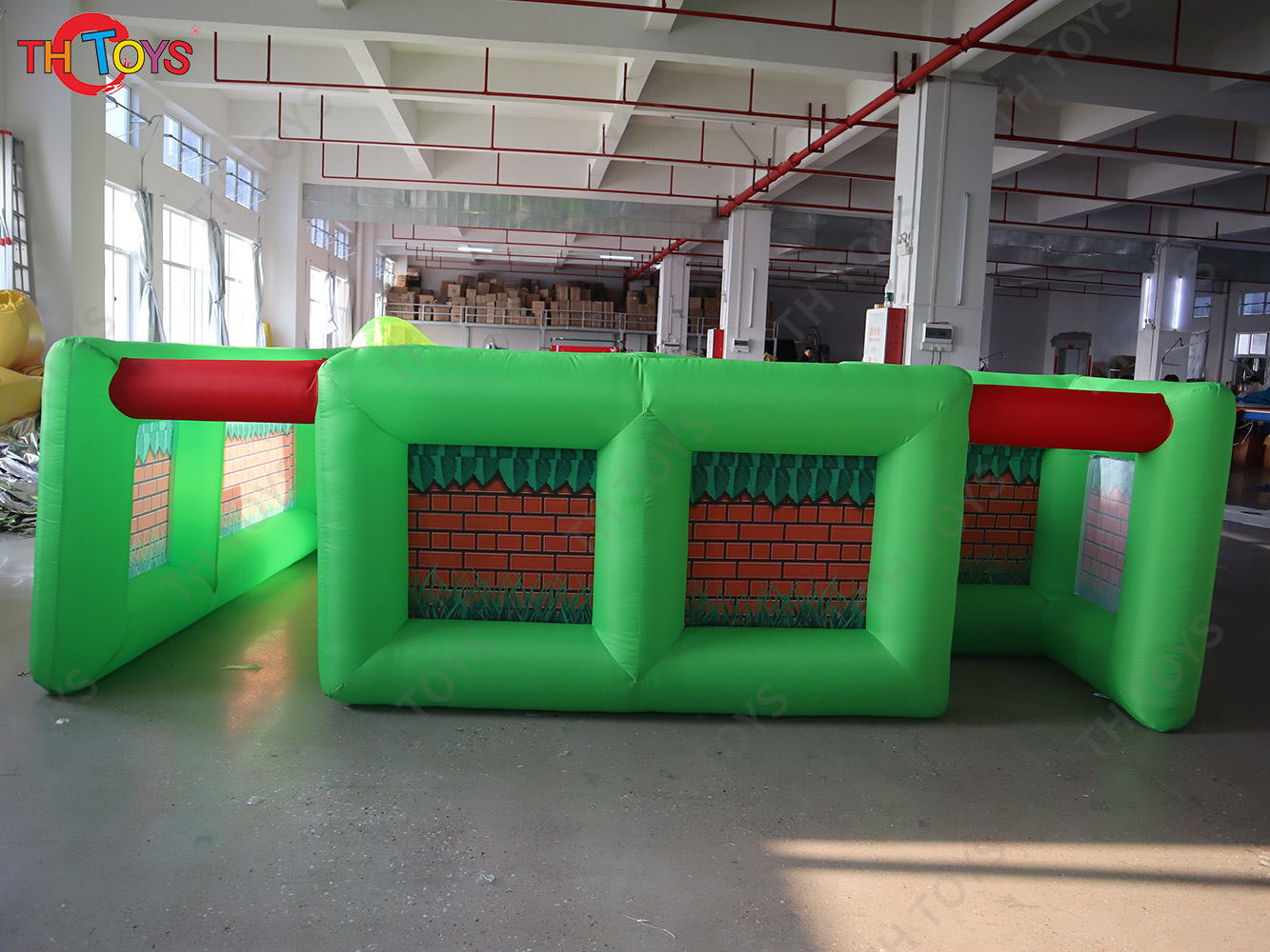 Kids indoor green inflatable funny maze haunted house game