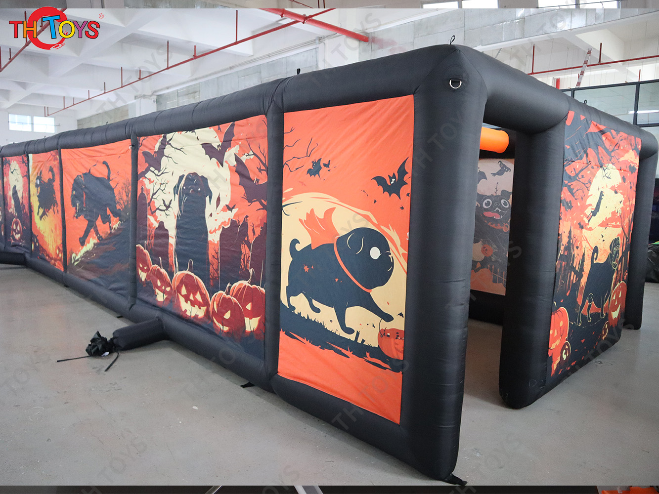 New Design Black Fun Maze Game Large Inflatable Halloween Haunted House Inflatable Haunted Labyrinth Maze for Outdoor Play
