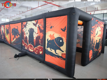 New Design Black Fun Maze Game Large Inflatable Halloween Haunted House Inflatable Haunted Labyrinth Maze for Outdoor Play