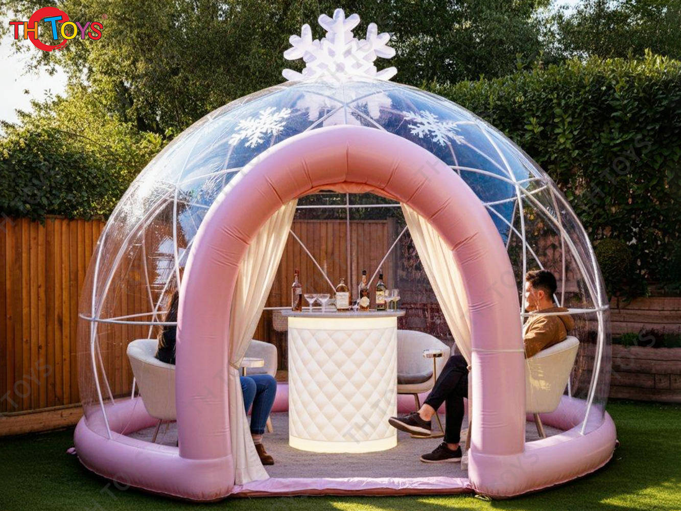 Outdoor Giant Transparent Inflatable Ice Bar Tent Blow Up Dome Tent with LED Lighting for Carnival Party