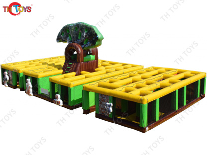 10x10m Custom Inflatable Maze Outdoor Inflatable Maze Labyrinth Obstacle Course with Blower