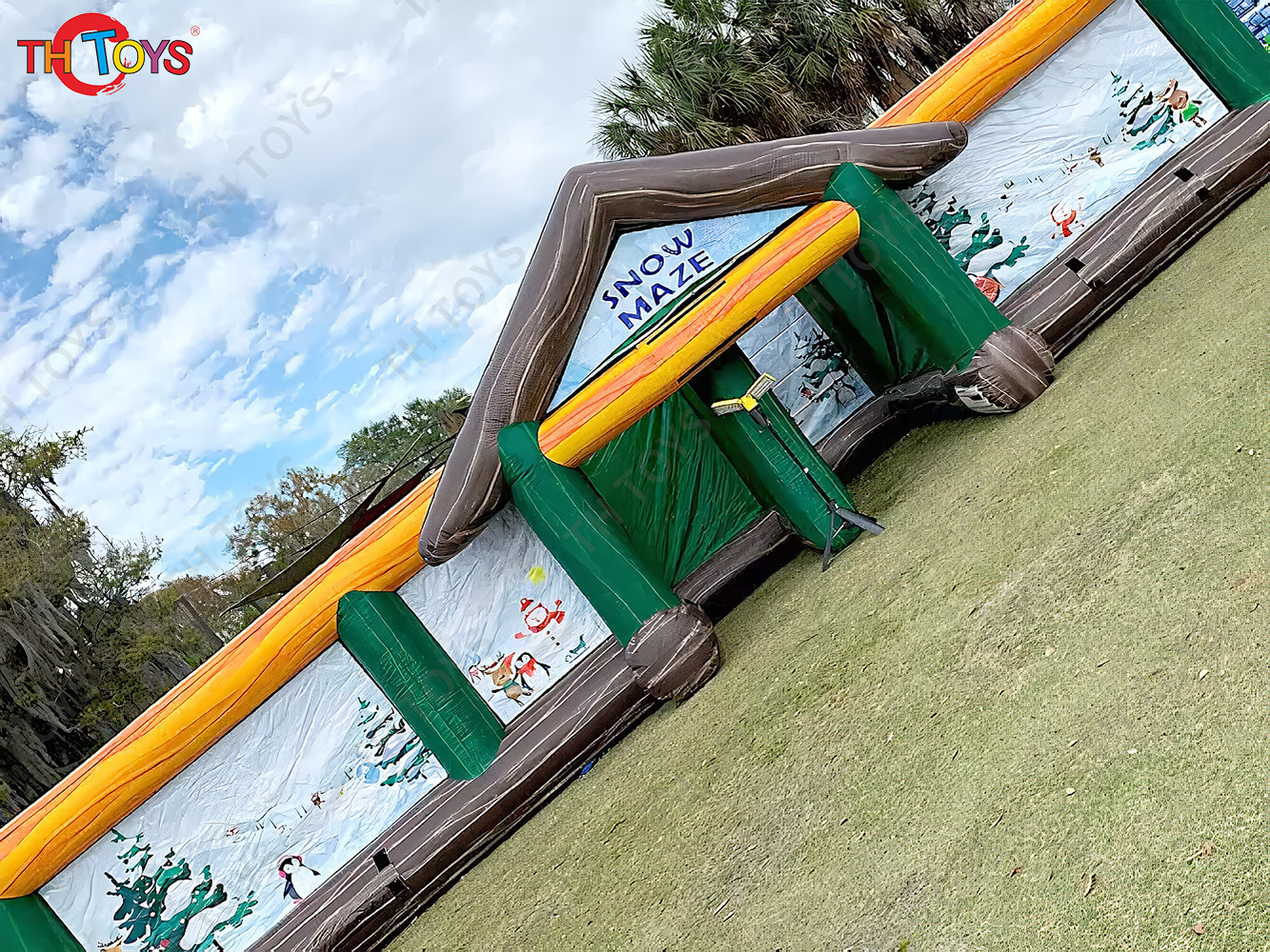 Sea Ship Outdoor Giant Inflatable Haunted Maze Snow Maze Custom Made PVC Tarpaulin Commercial Inflatable Maze Tag with Blower