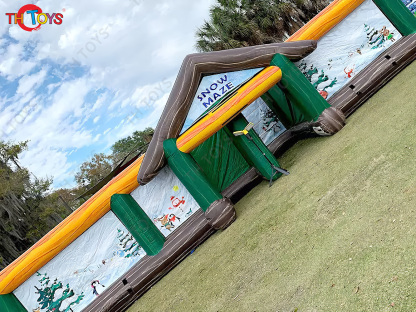 Sea Ship Outdoor Giant Inflatable Haunted Maze Snow Maze Custom Made PVC Tarpaulin Commercial Inflatable Maze Tag with Blower