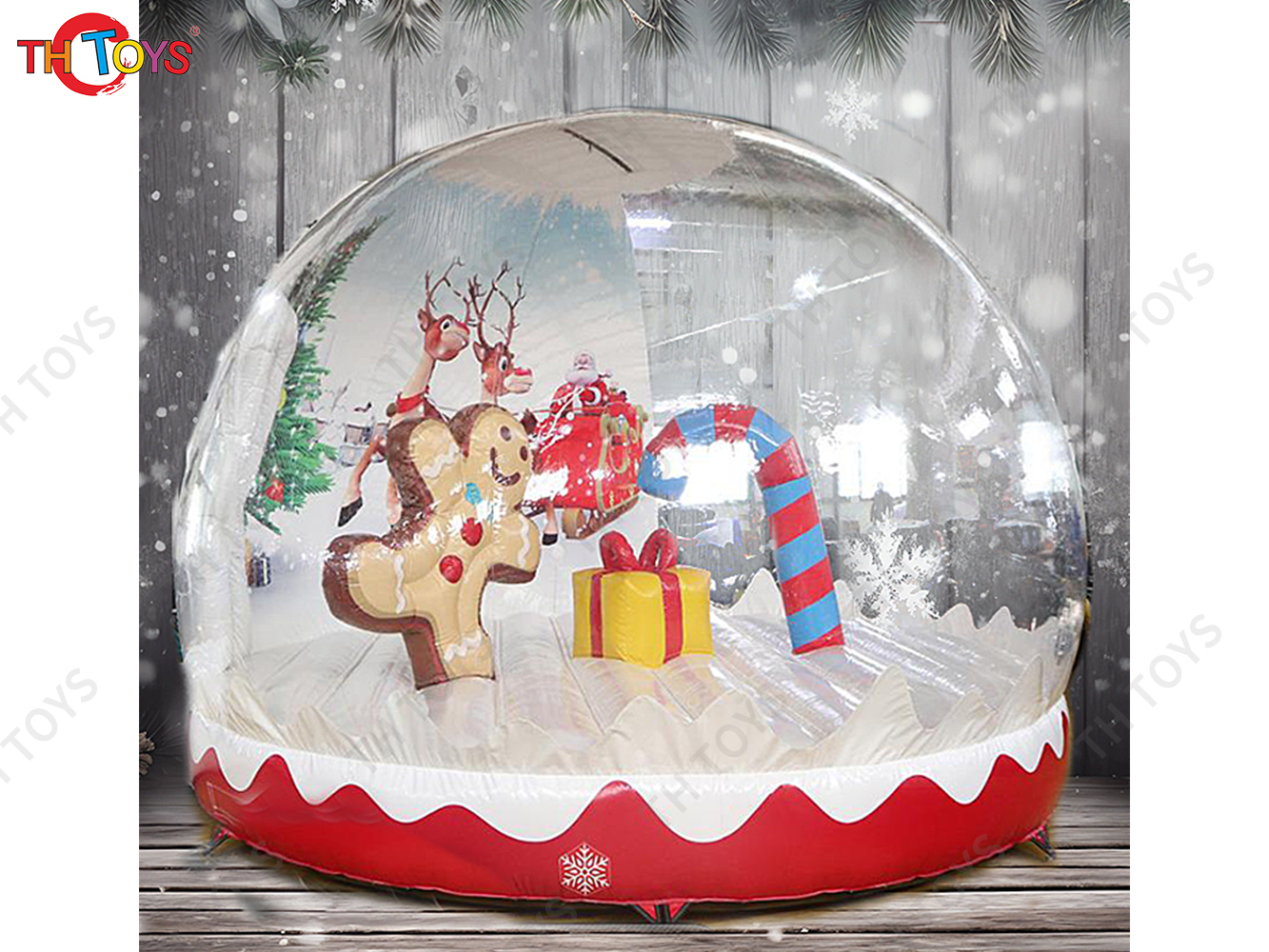 Christmas inflatable snow globe bubble tent, photo taking booth inflatable snow globe dome tent