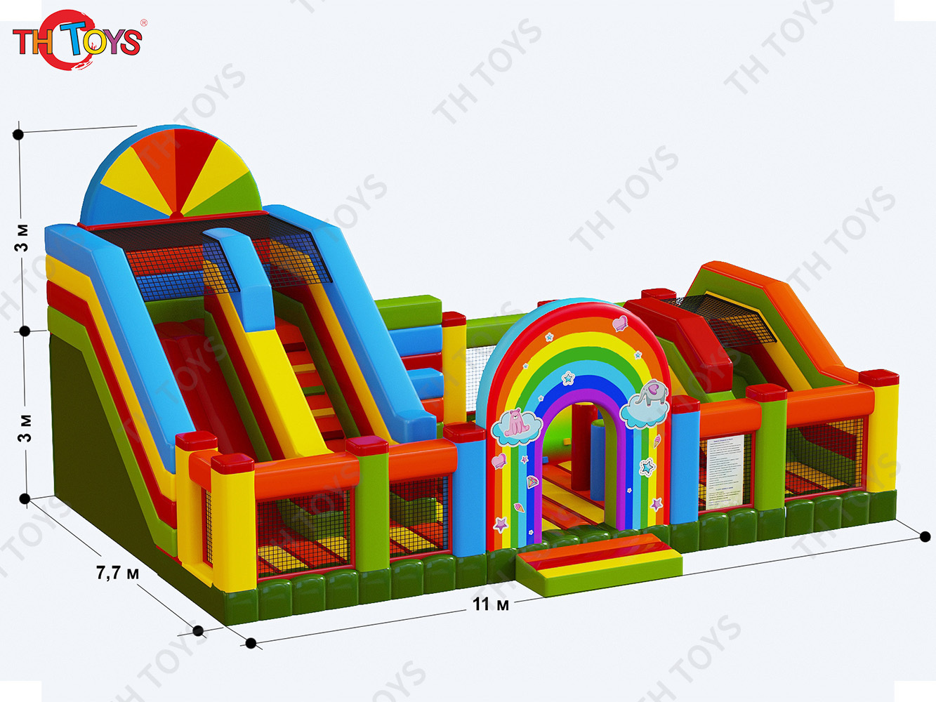 11x7.7m Rainbow Inflatable Kids And Adults Bounce House Bouncy Castle