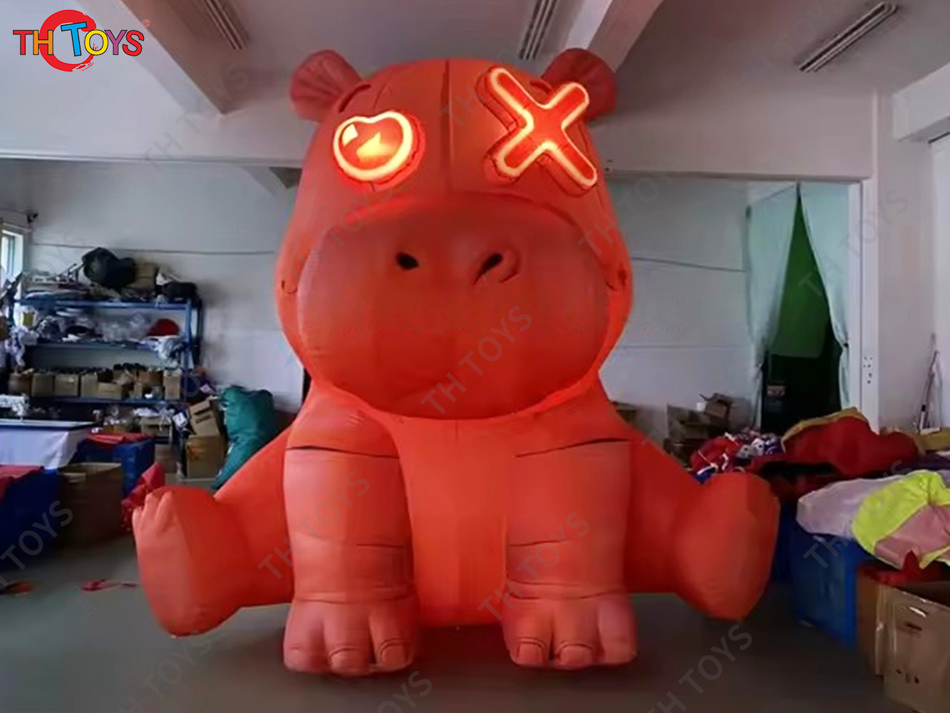 Lighting Inflatable Hippo Replica Wild Animal Cartoon for Event Decoration Light up Hippopotamus Cartoon Balloon
