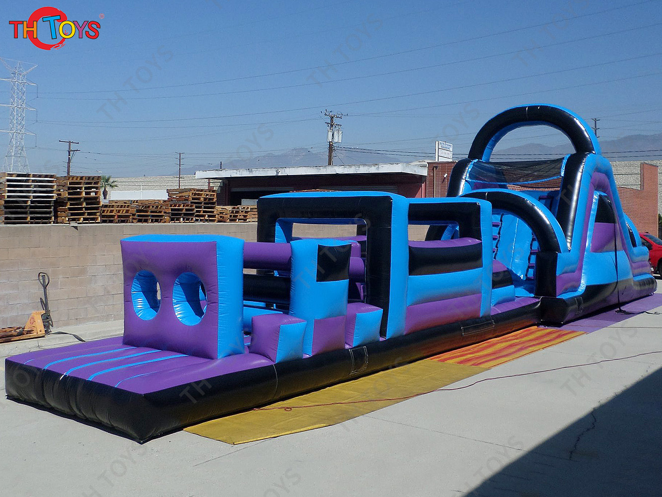 19m Long Purple Inflatable Obstacle Course Sport Game Commercial Durable Inflatable Obstacle Running Carnival Competition