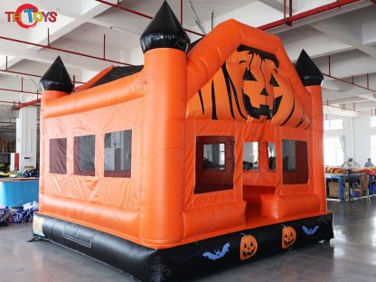 inflatables Halloween party bouncy castle slide combo, customized pumpkin bounce house for events rental