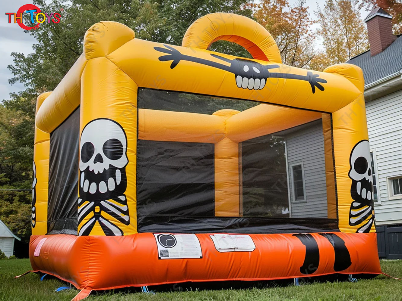 halloween inflatable trampoline bounce house, 4x4m pumpkin jumping castle for party