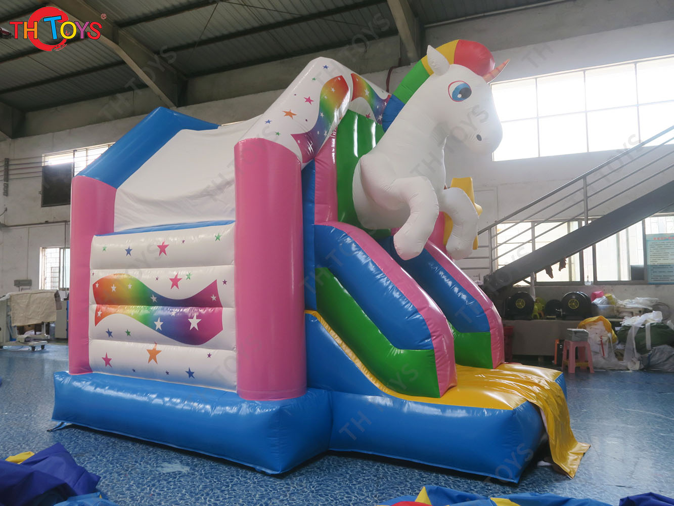 4.5x4m Lovely Inflatable Bouncer with Slide Unicorn Theme Inflatable Bouncy Castle Inflatable Toys for Carnival Party Rental