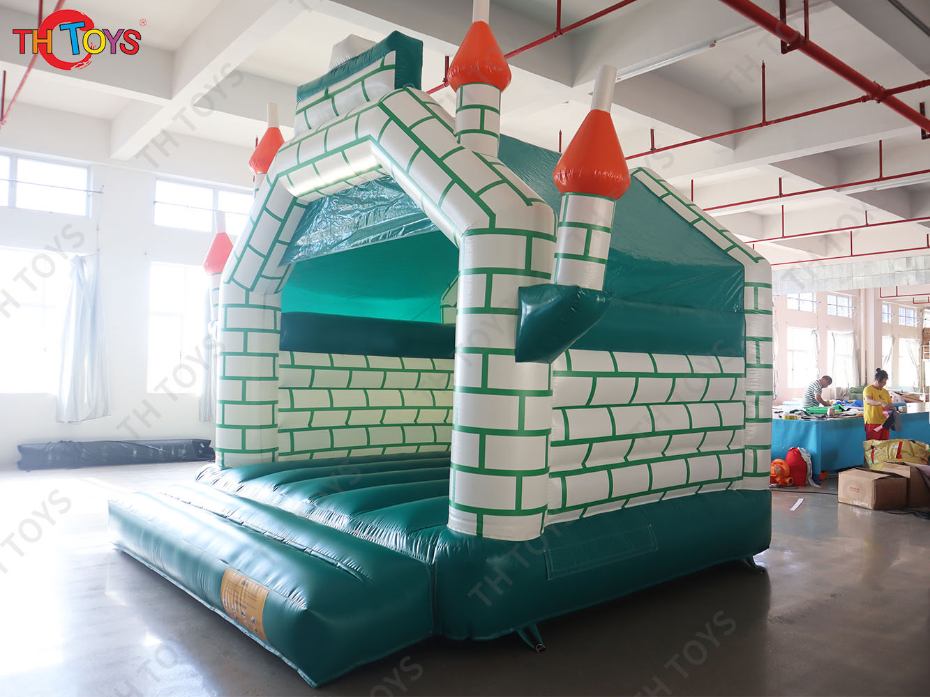 13x13ft Castle Building Green Inflatable Bouncer House for Kids Commercial Inflatable Air Bouncy Castle with Blower