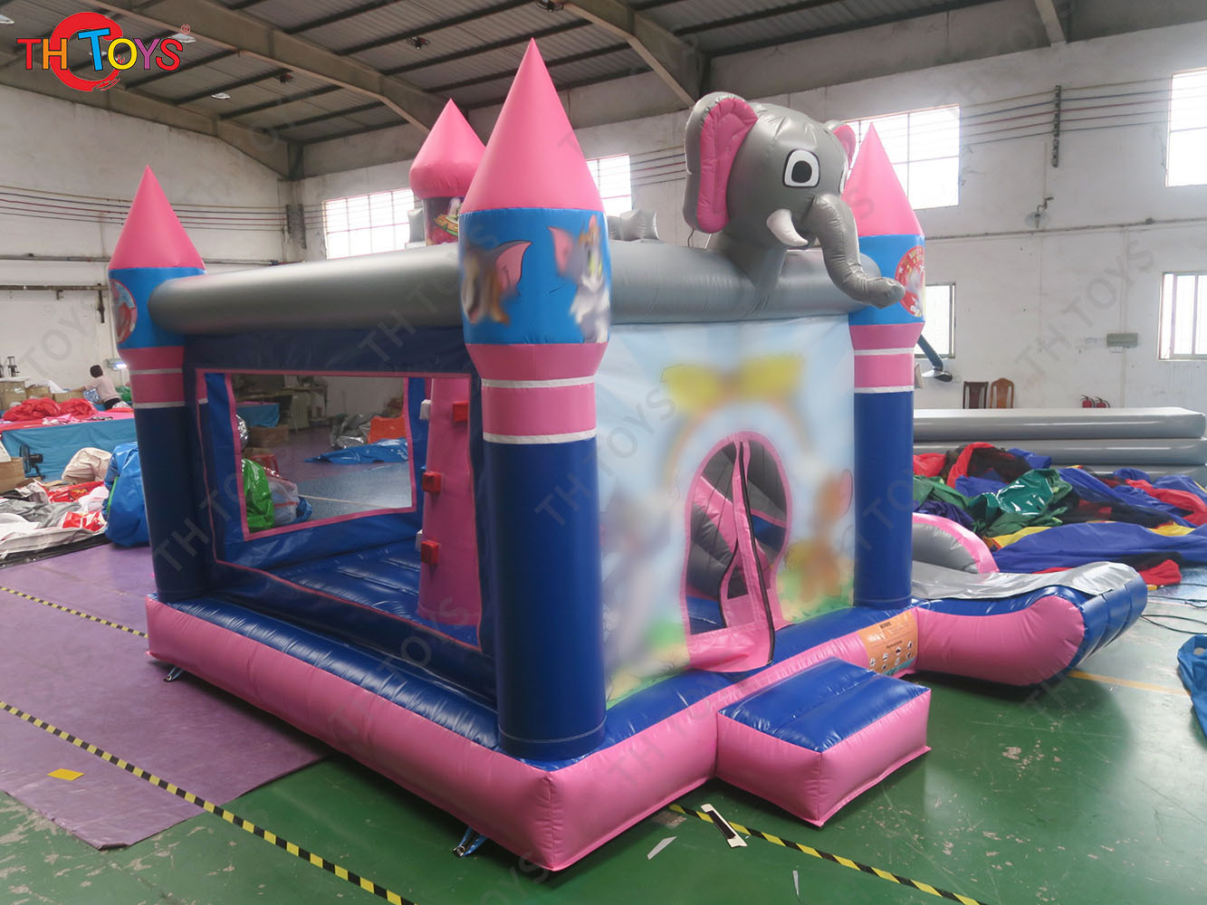 4.5x4m Elephant Bouncer Castle Durable Inflatable Slide Bounce House with Slide for Sale