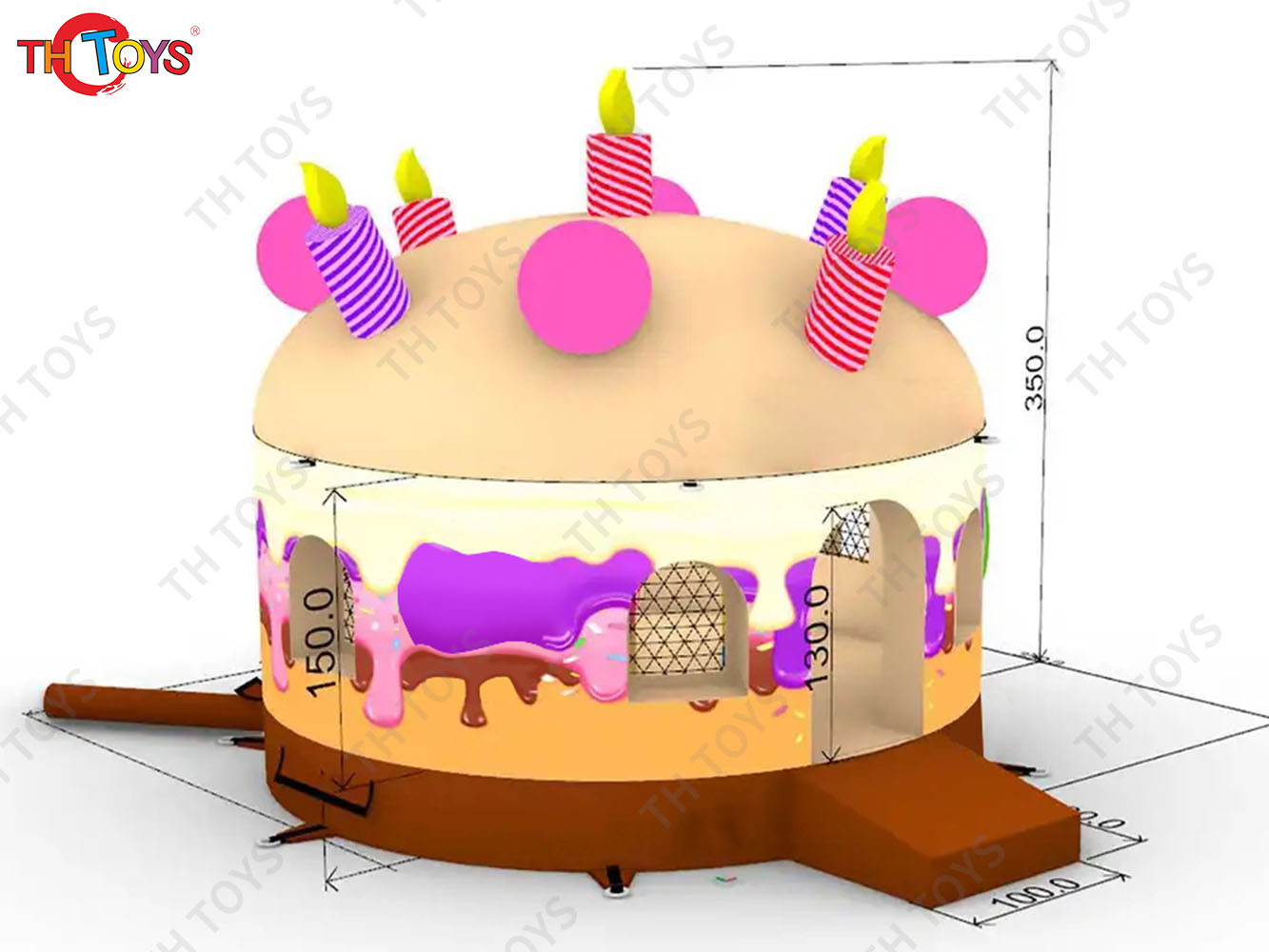 13x13ft Inflatable Bounce House Birthday Cake Theme Air Bouncy Castle Trampoline with Free Blower