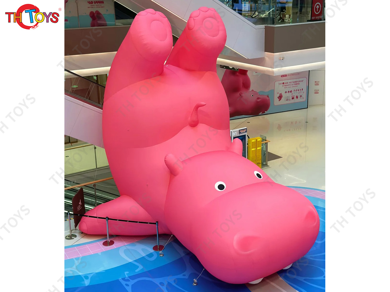 Pink Inflatable Hippo Model Custom Made Animal Hippo Cartoon Mascot Advertising Inflatables with Free Blower