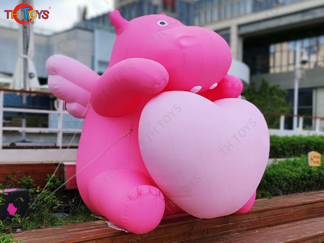 Pink Inflatable Hippo Model Custom Made Animal Hippo Cartoon Mascot Advertising Inflatables with Free Blower