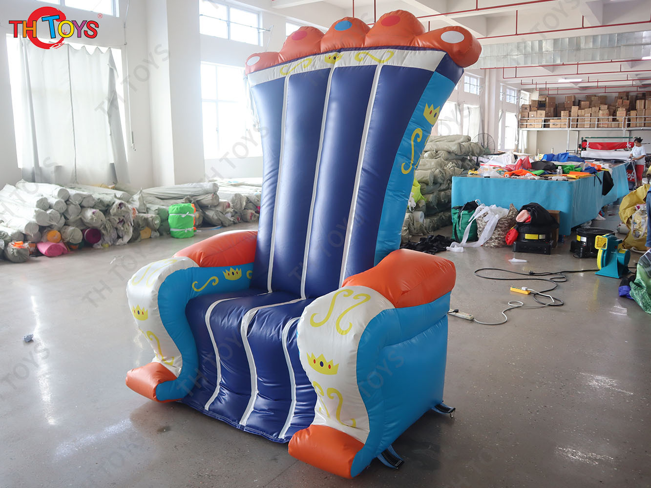 Boys Theme Inflatable Bouncer Throne Chair with Blower Custom Made Giant Inflatable Chair Replica