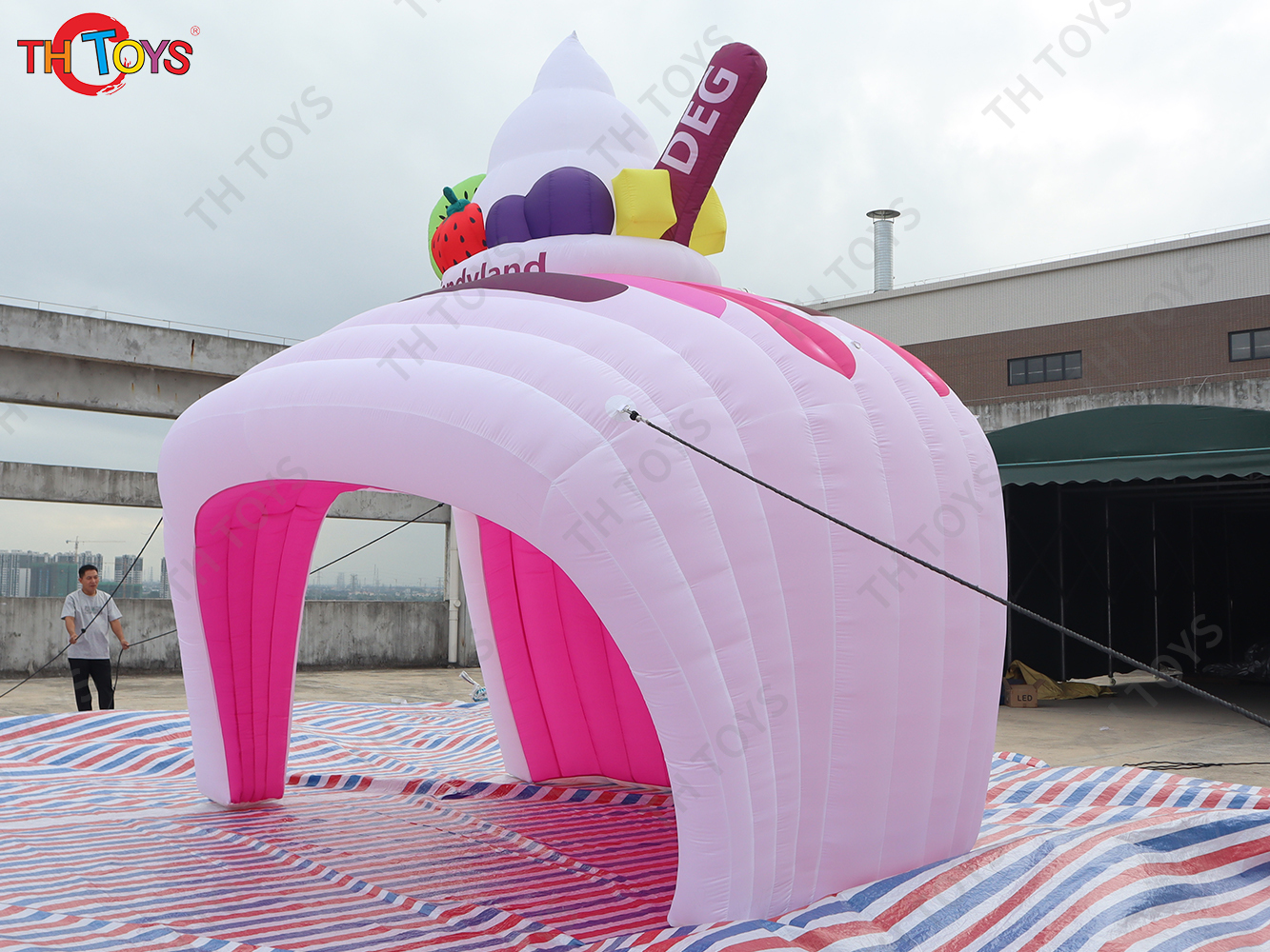 4x3m Pop Up Inflatable Ice Cream Kiosk Stand Booth for Decoration, Inflatable Ice Cream Selling Bar Tent