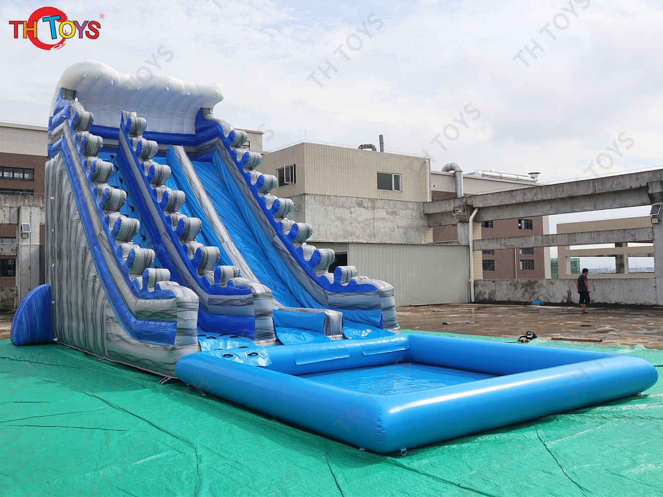 by ship to port,Inflatable Water Slide With Pool for commercial rent,giant inflatable slide slip summer toys