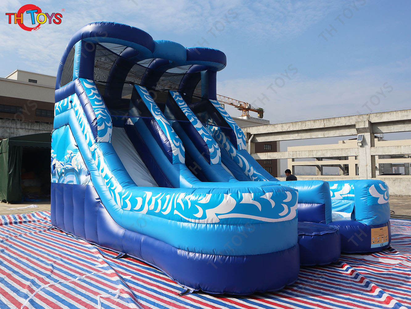 giant inflatable water slide, commercial inflatable water slide, dual lanes water slide amusement for kids N adults
