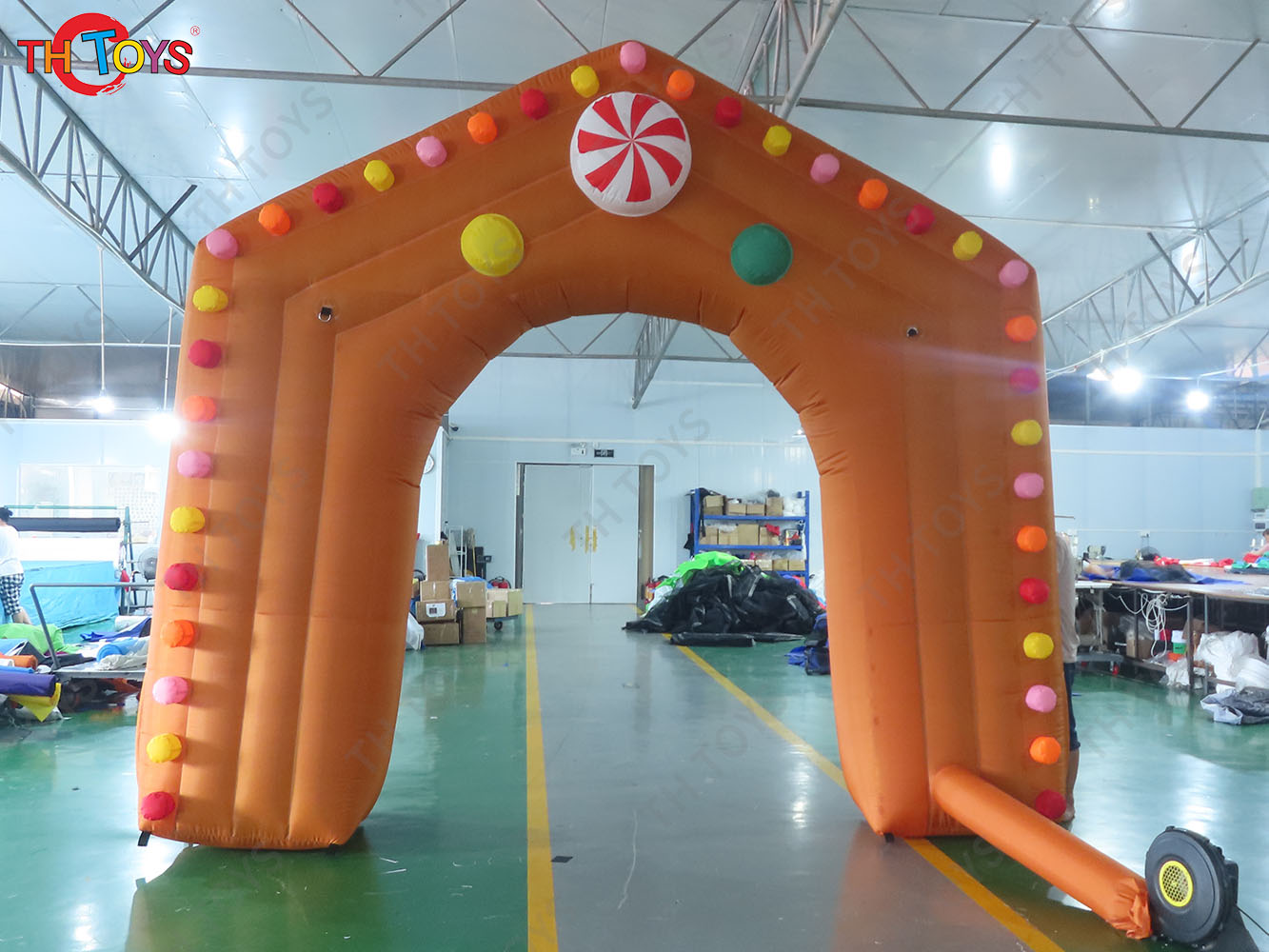 Gingerbread Inflatable Archway Blow Up Candy Arch Gate with Blower
