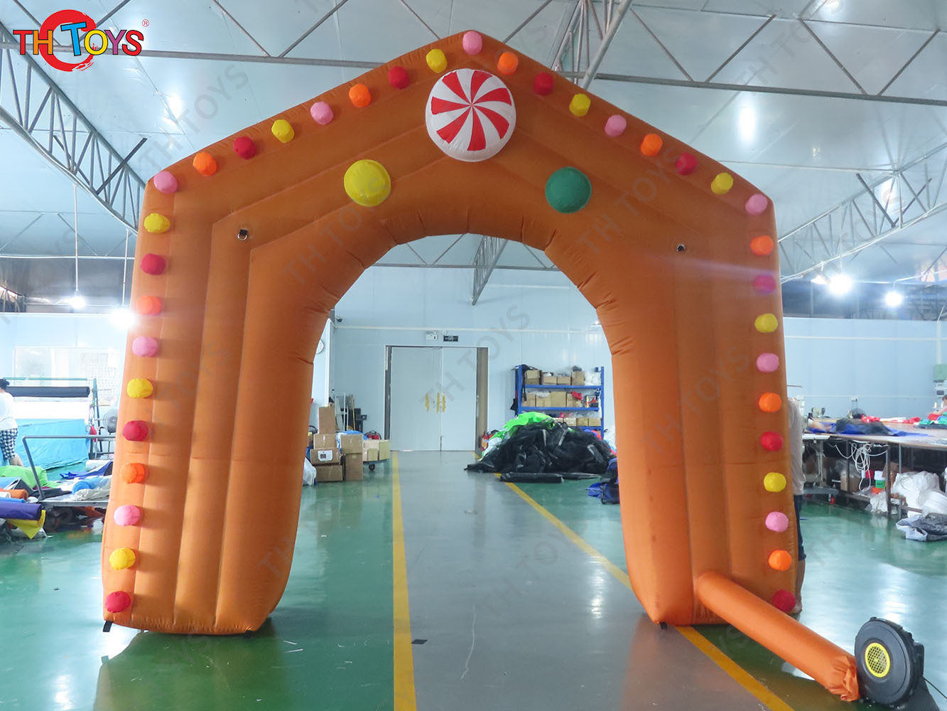 Gingerbread Inflatable Archway Blow Up Candy Arch Gate with Blower