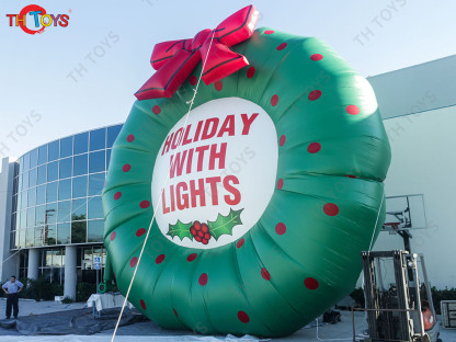 Giant Inflatable Christmas Wreath Donuts Bell Inflatable Garland Ground Balloon for Christmas Decoration