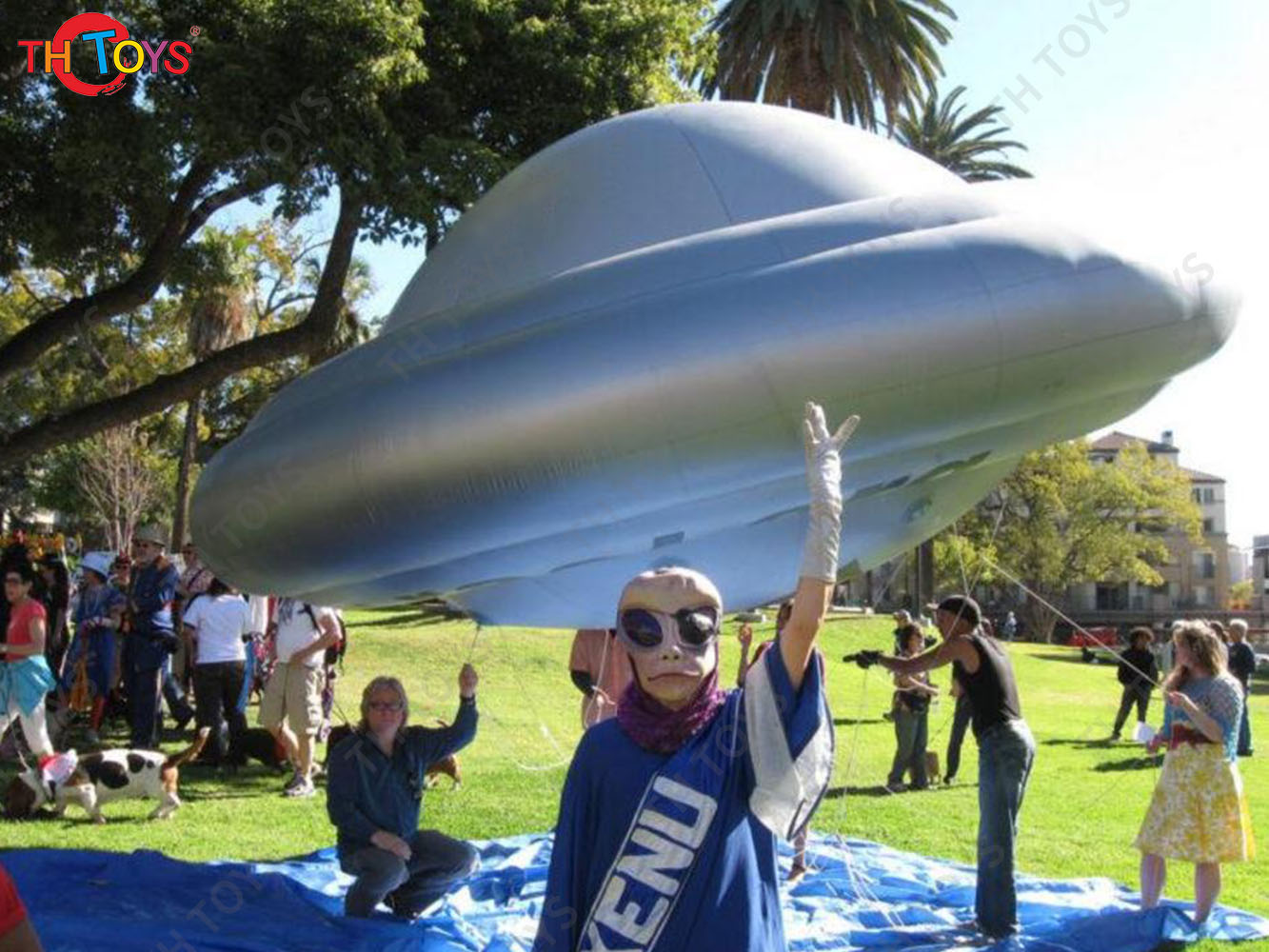 Giant Alien Inflatable UFO Flying Saucer Balloon Inflatable UFO Spaceship With Led Light Party Ideas Hanging Decorative Props