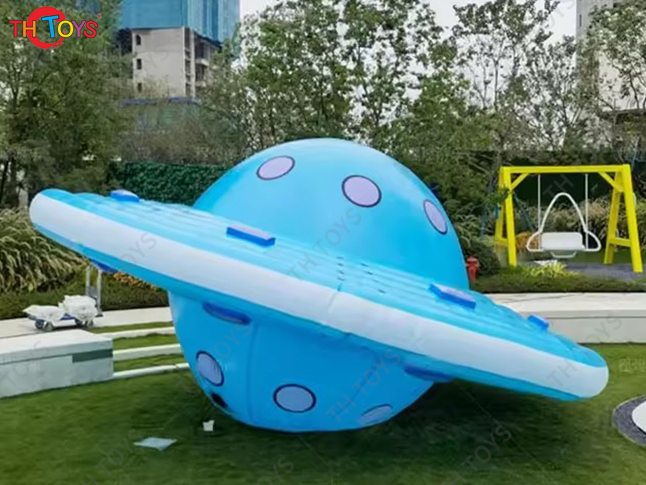 3m/4m/5m Dia Giant Inflatable Flying Saucer Inflatable Spaceship UFO Balloon with LED Light for Stage Decoration or Parade